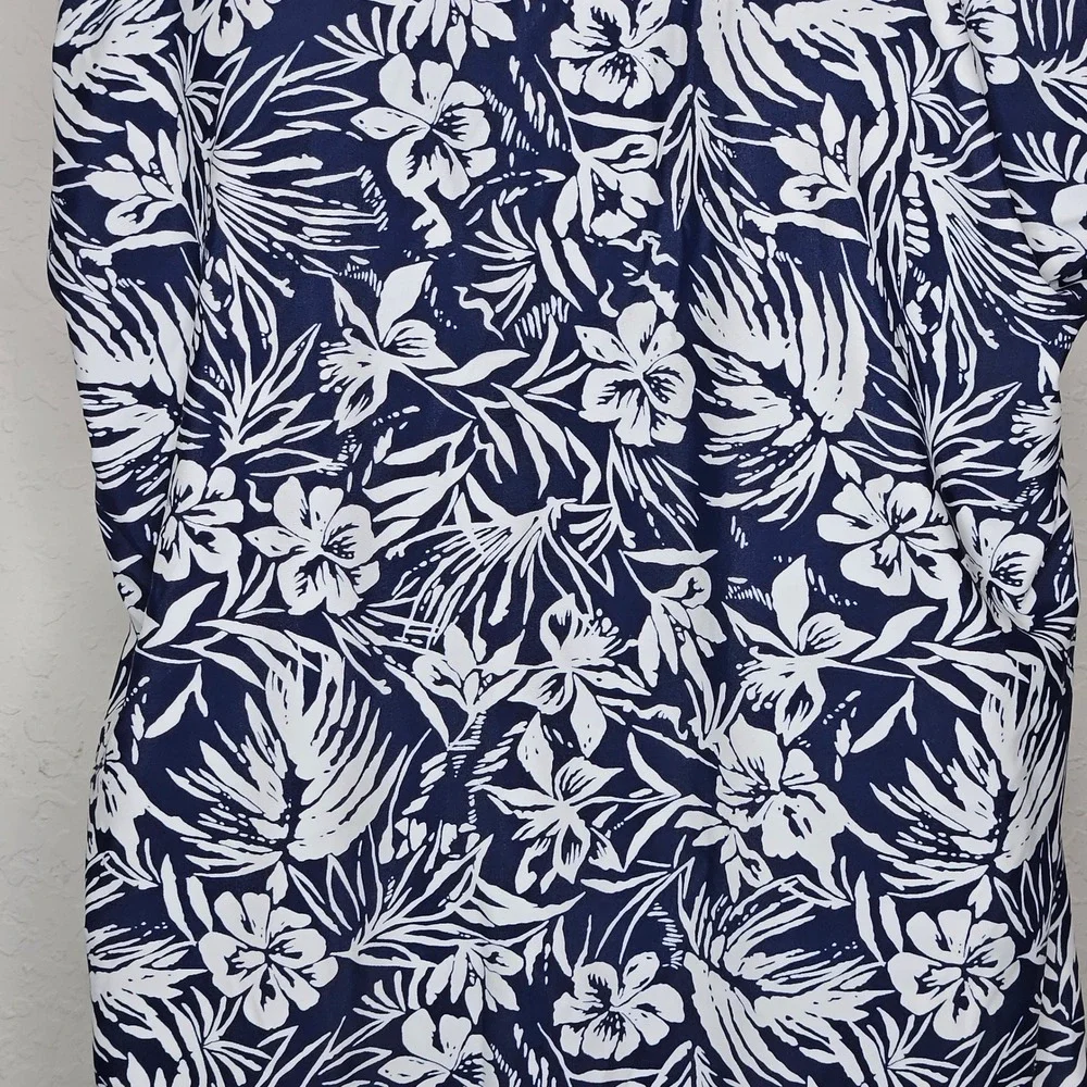 Shore‎ Shapes Navy White Tropical Floral Swimdress One Piece Swimsuit 14